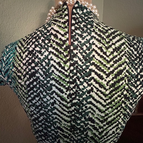 JAX Cotton Sheath Dress Green Geometric Print Size 6 - Picture 7 of 10